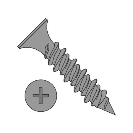 Newport Fasteners Drywall Screw, #6 x 1-1/4 in, Steel, Flat Head Phillips Drive, 8000 PK 456947-8000